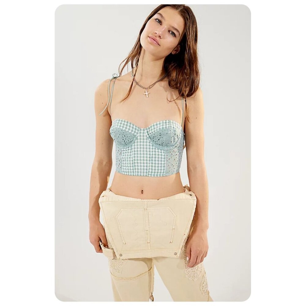 ! Urban Outfitters Sweet On You Gingham Underwire Bustier Spaghetti Strap